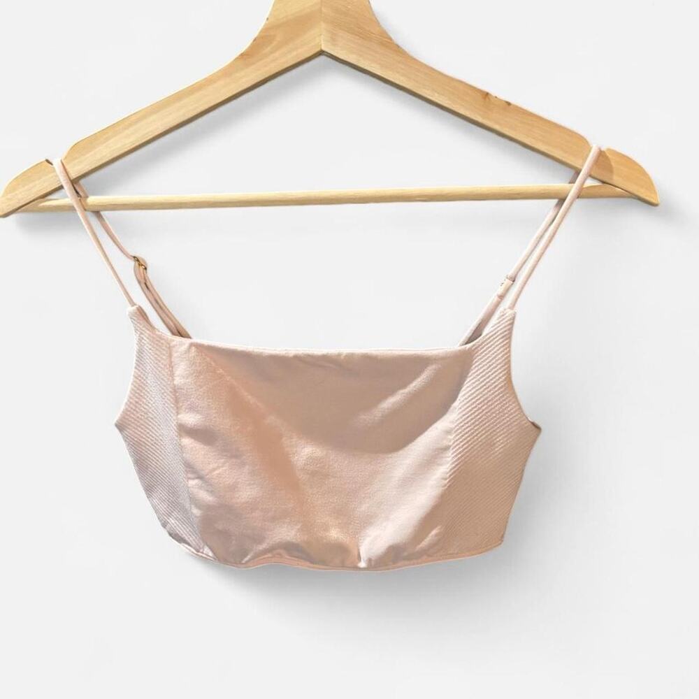 Anthropologie Pink Ribbed Crop Top Bralette Tank Size L/XL